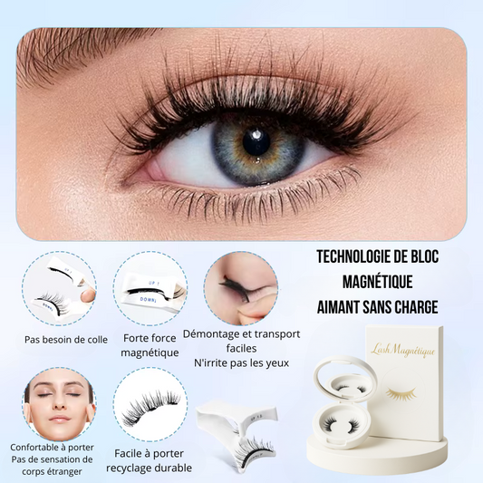 Faux cils magnétiques doux léger ensemble de maquillage pour les yeux avec applicateur Boîte monobloc facile à transporter
