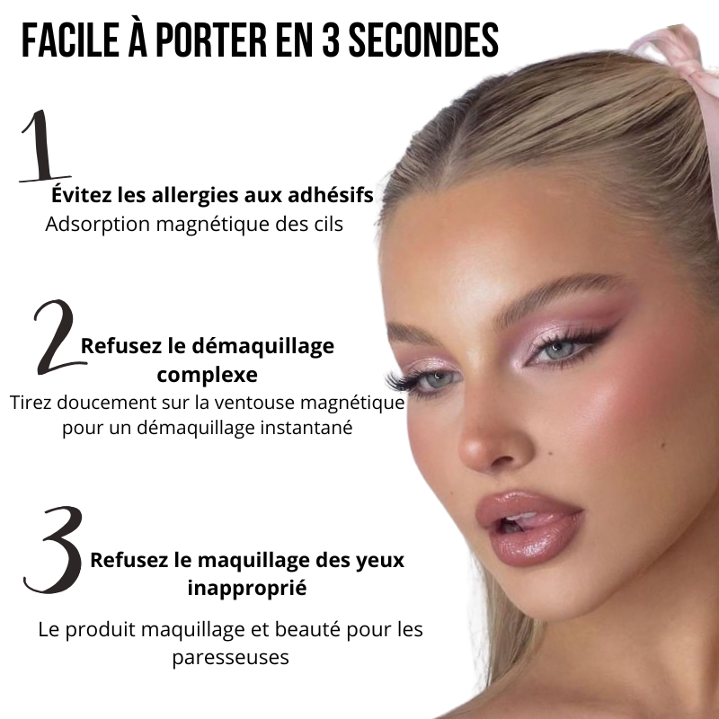 Faux cils magnétiques doux léger ensemble de maquillage pour les yeux avec applicateur Boîte monobloc facile à transporter